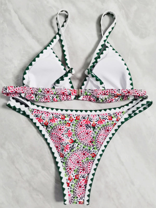 Women's Bohemian Colorful Crochet Triangle Bikini Sets