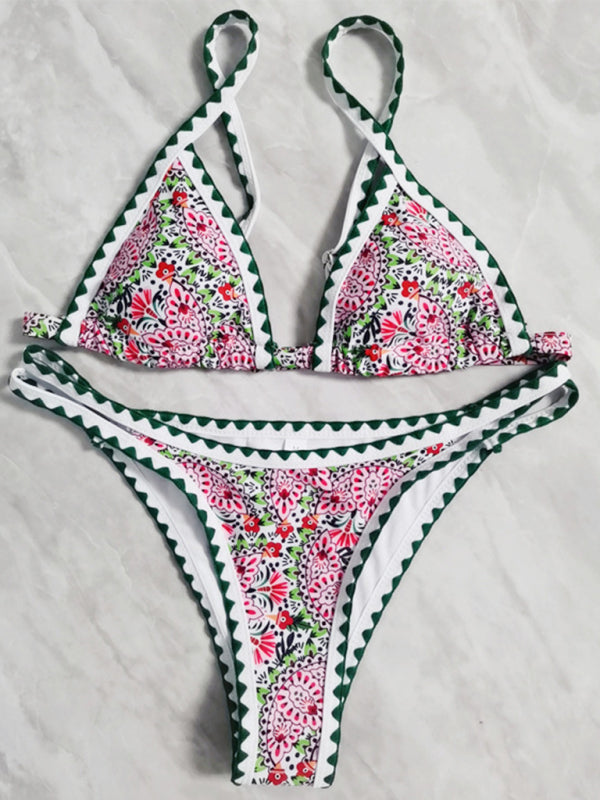 Women's Bohemian Colorful Crochet Triangle Bikini Sets