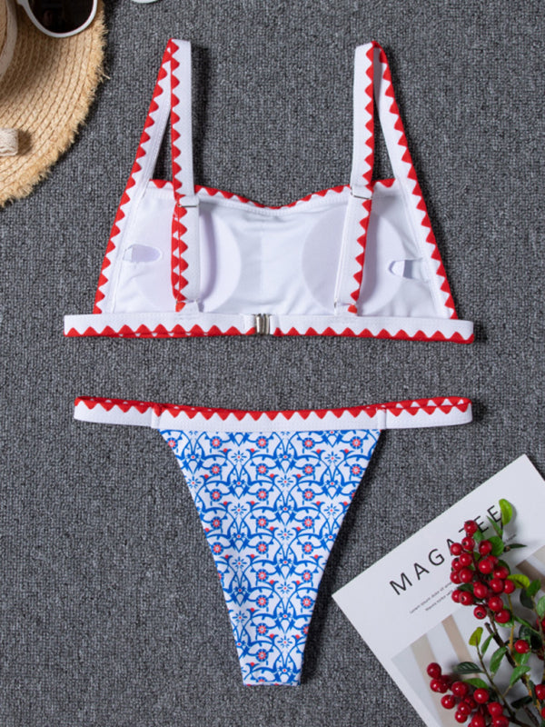 Women's Bohemian Colorful Crochet Triangle Bikini Sets
