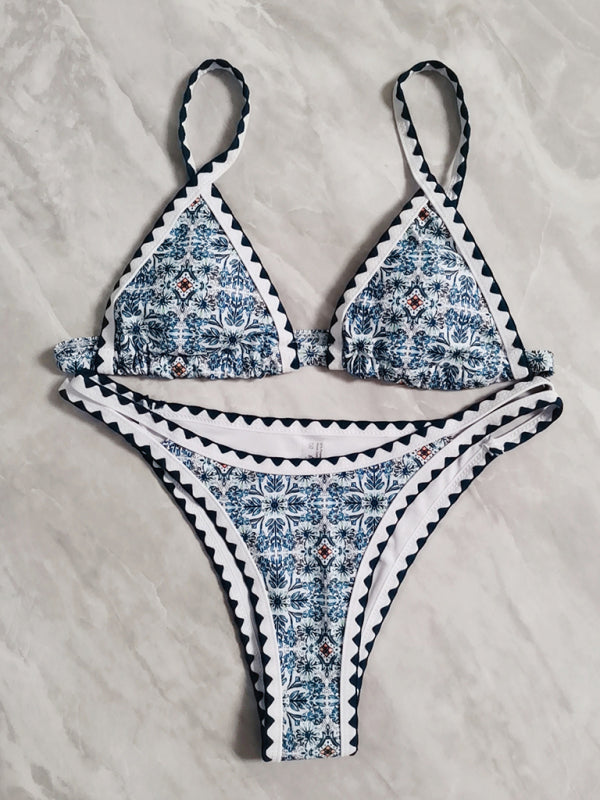 Women's Bohemian Colorful Crochet Triangle Bikini Sets