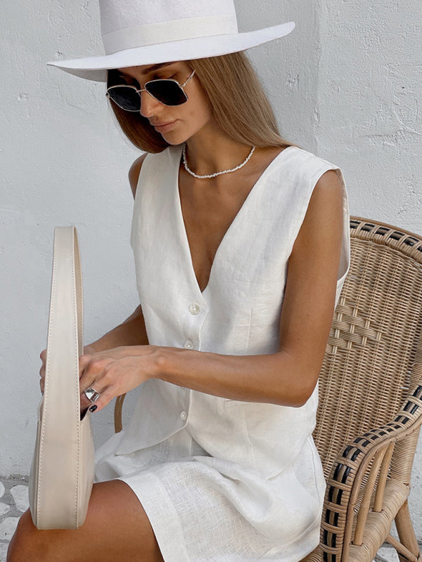 Suit Vest Suit Women's Summer Casual Sleeveless Vest Shorts Two-piece Set