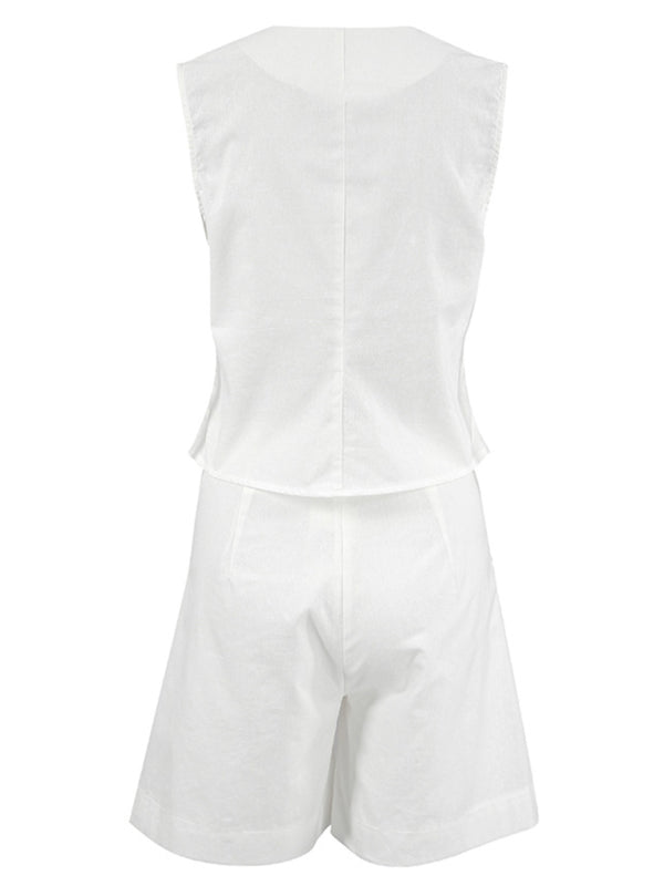 Suit Vest Suit Women's Summer Casual Sleeveless Vest Shorts Two-piece Set