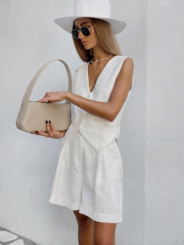 Suit Vest Suit Women's Summer Casual Sleeveless Vest Shorts Two-piece Set