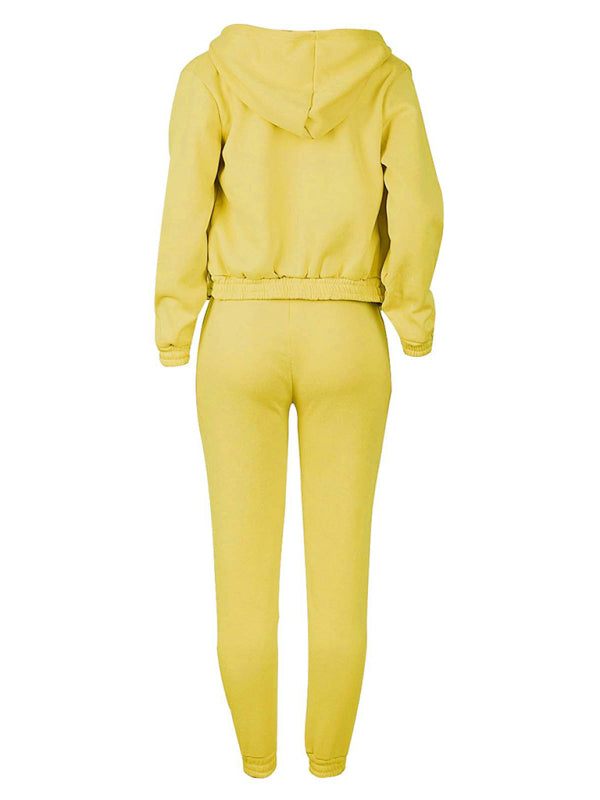 New velvet sweatshirt hooded letter print casual suit (three-piece set)