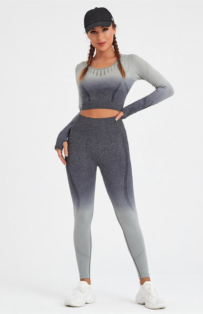 Women's Long Sleeve Gradient Yoga Set