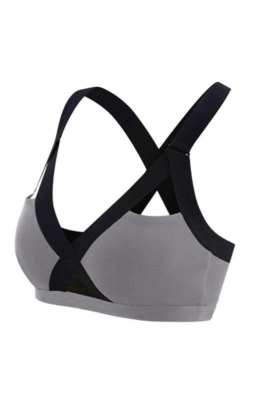 Color Contrast Sexy Cross Elastic Sports Bra