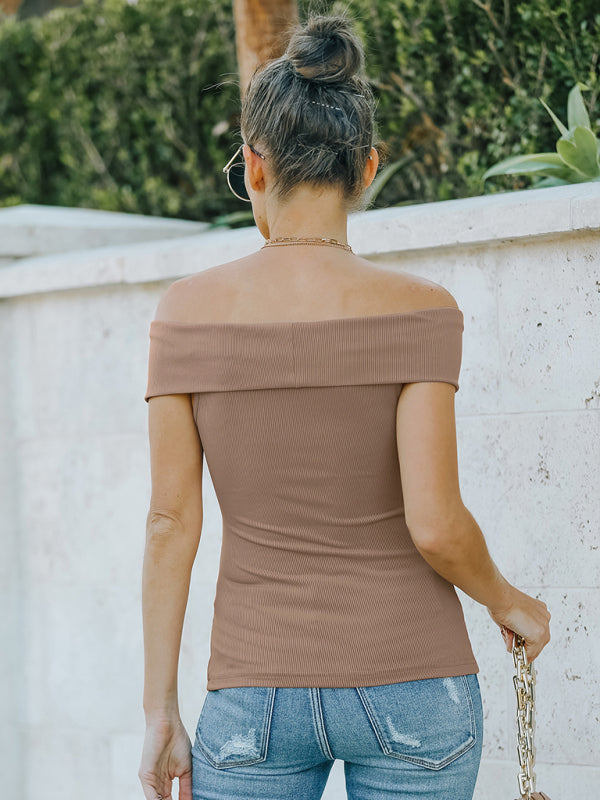 Women's fashion skinny off shoulder top