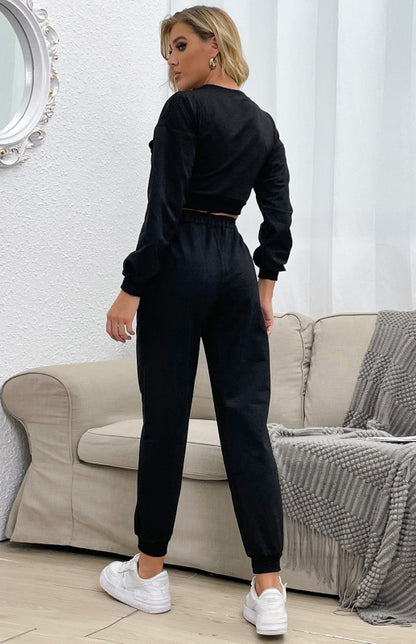 Ladies Fashion Hollow Sports Casual Suit