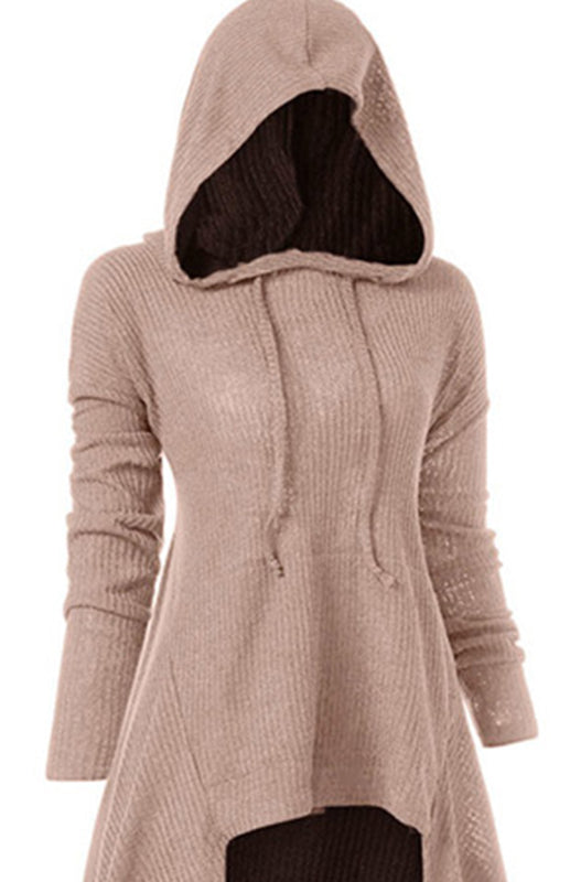 Hooded Casual Loose Elastic Solid Coat Dress