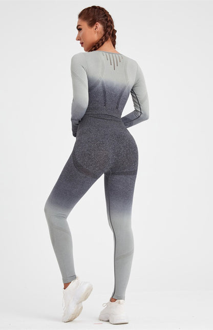 Women's Long Sleeve Gradient Yoga Set