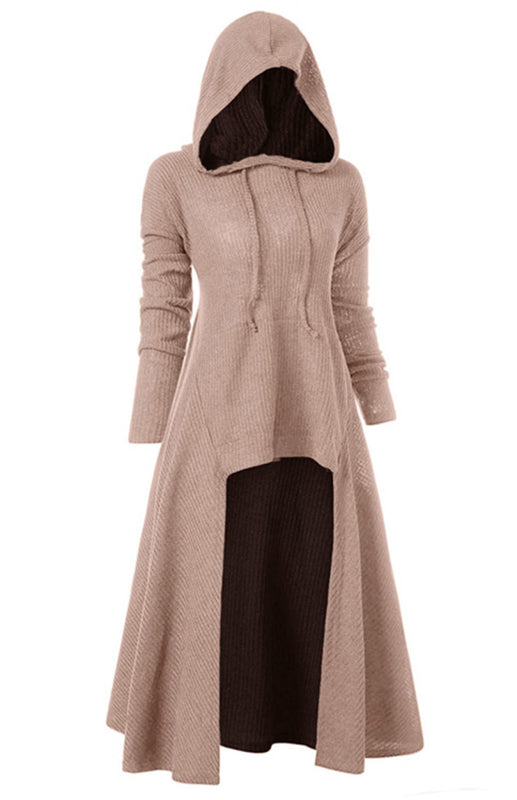 Hooded Casual Loose Elastic Solid Coat Dress