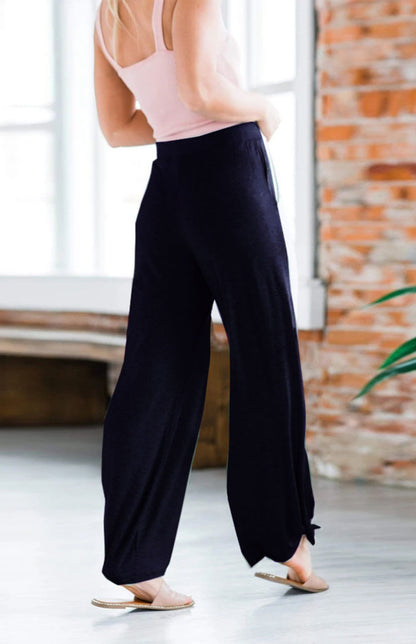 Women's Casual Casual Knit Trousers Tied Open Slits