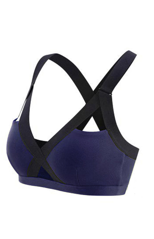 Color Contrast Sexy Cross Elastic Sports Bra