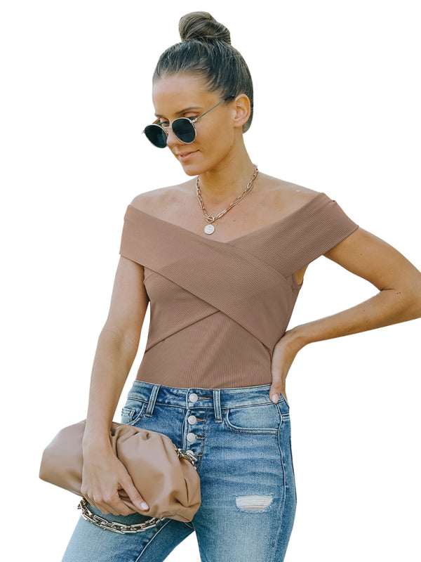 Women's fashion skinny off shoulder top