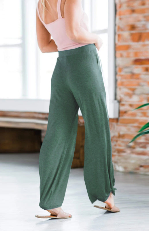 Women's Casual Casual Knit Trousers Tied Open Slits