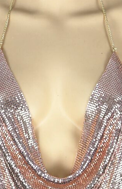 Women's sexy metallic sequin halter topWomen's sexy sequin halter top