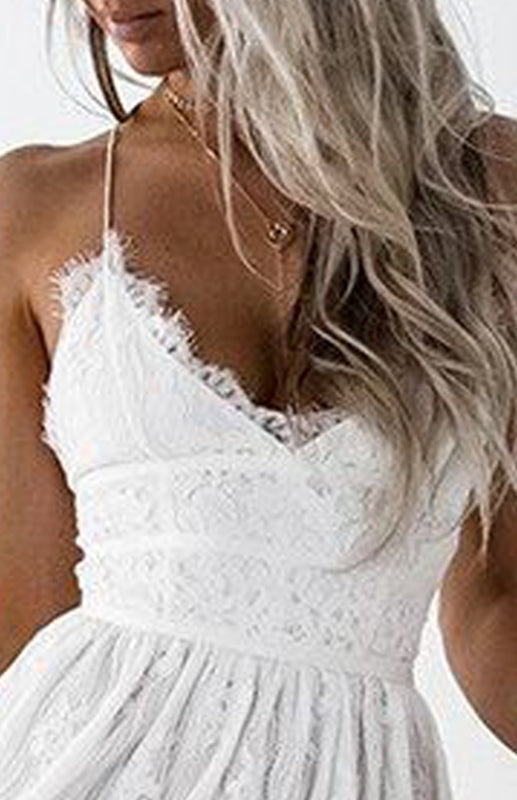 Lace-Paneled Suspender Strapless Dress