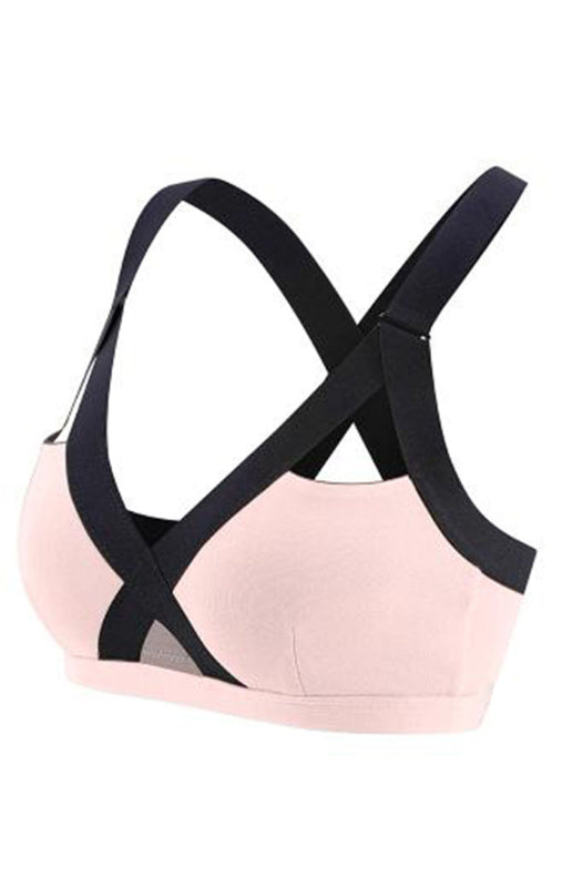 Color Contrast Sexy Cross Elastic Sports Bra