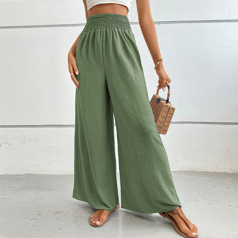 New casual solid color flared wide-leg pants