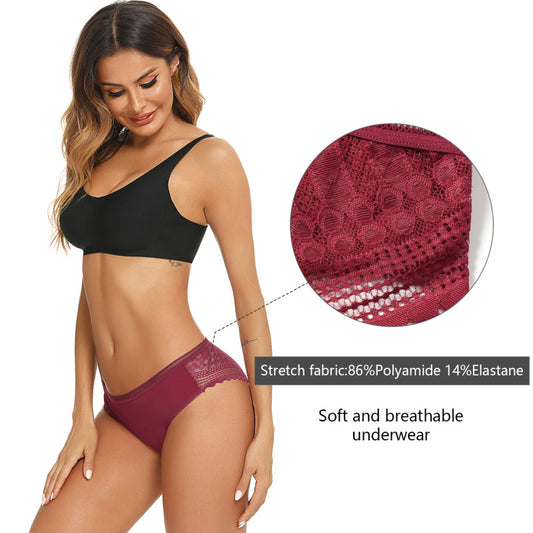 Women's Lace Panties Hipster Ladies Low Rise Full Briefs Lace Underwear