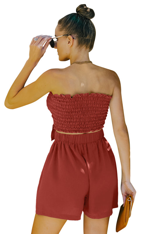 Women's Sexy Wrap Top Shorts Two Piece Set