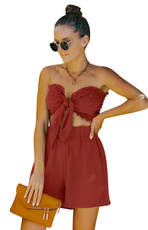Women's Sexy Wrap Top Shorts Two Piece Set