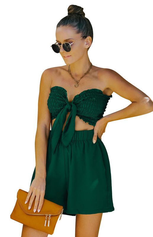 Women's Sexy Wrap Top Shorts Two Piece Set