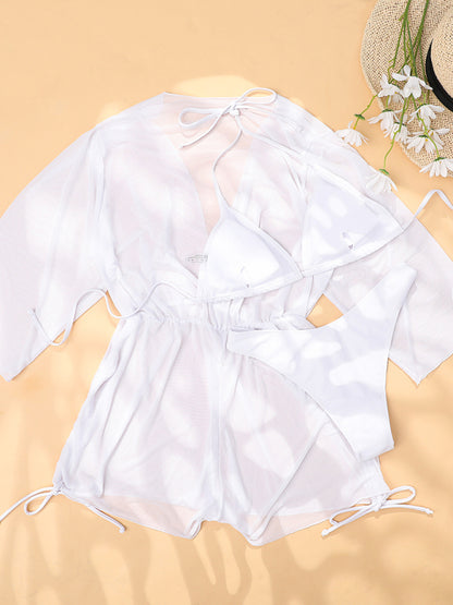 Women's Two-piece Bikini Mesh Sheer Cover-up Caftan Three Pieces