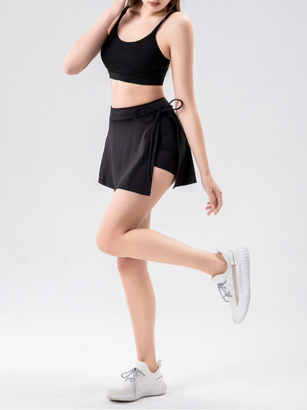 Women's Solid Color Wrap Pocket Skort