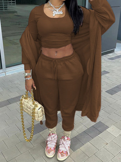New women's new fashion long-sleeved hooded casual sports suit two-piece set