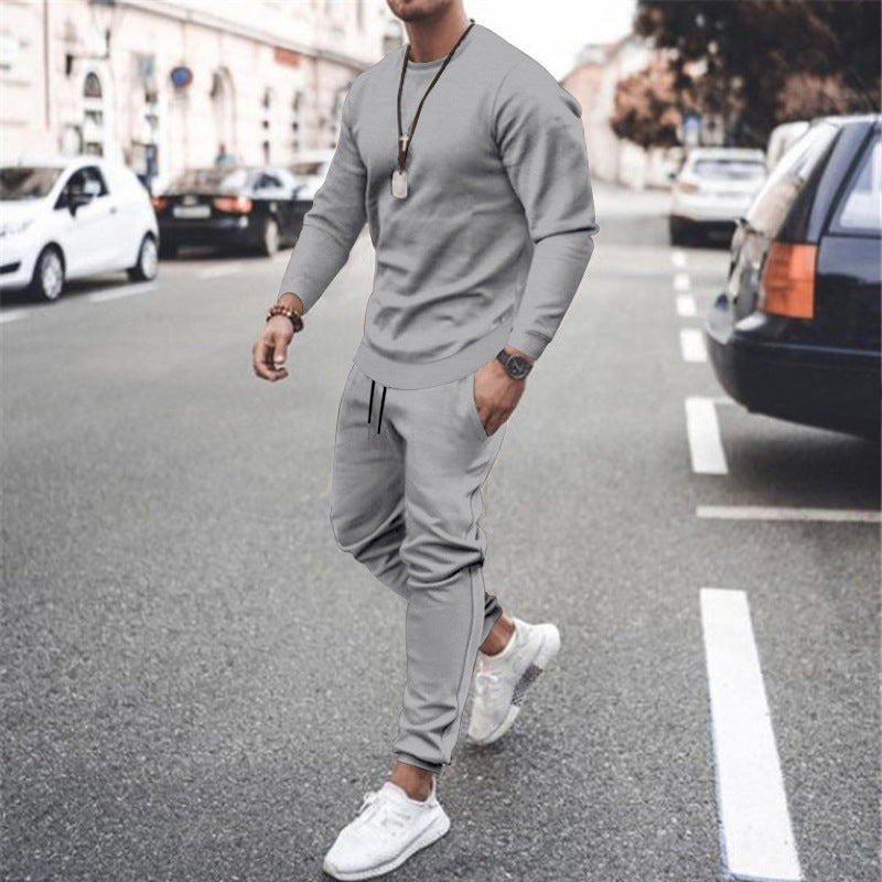 Men's Solid Color Sweatshirt And Sweatpant Two Piece Sets